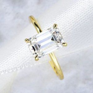 Certified 2.5 ct. t.w. Moissanite Diamond Emerald Cut Engagement Ring NEW